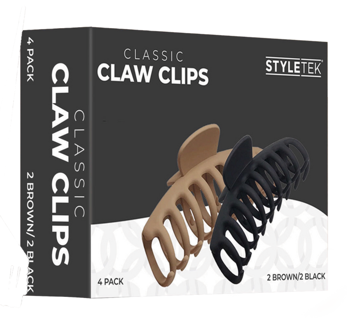 Style Tek StyleTek Rubberized Claw Clips 4-Pack (Black & Brown) 